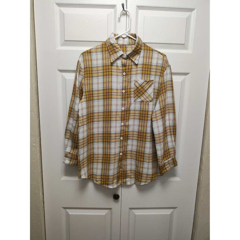 Plaid Multicolor Long Sleeve Collard With Front Pocket 17/31 Button Down Flannel